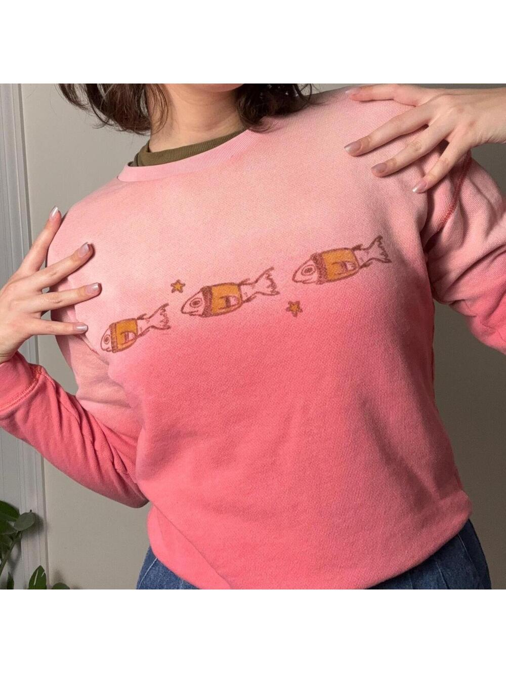 Custom Sweater Fish Ombre Pullover XS